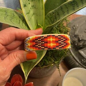 Beaded leather cuff!
